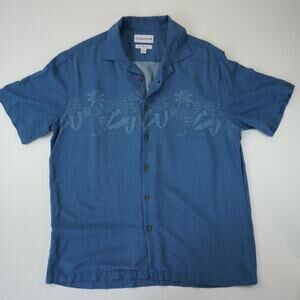 Mens Saddlebred Hawaiian Shirt Size Large Button Up Beach Water Blue Island